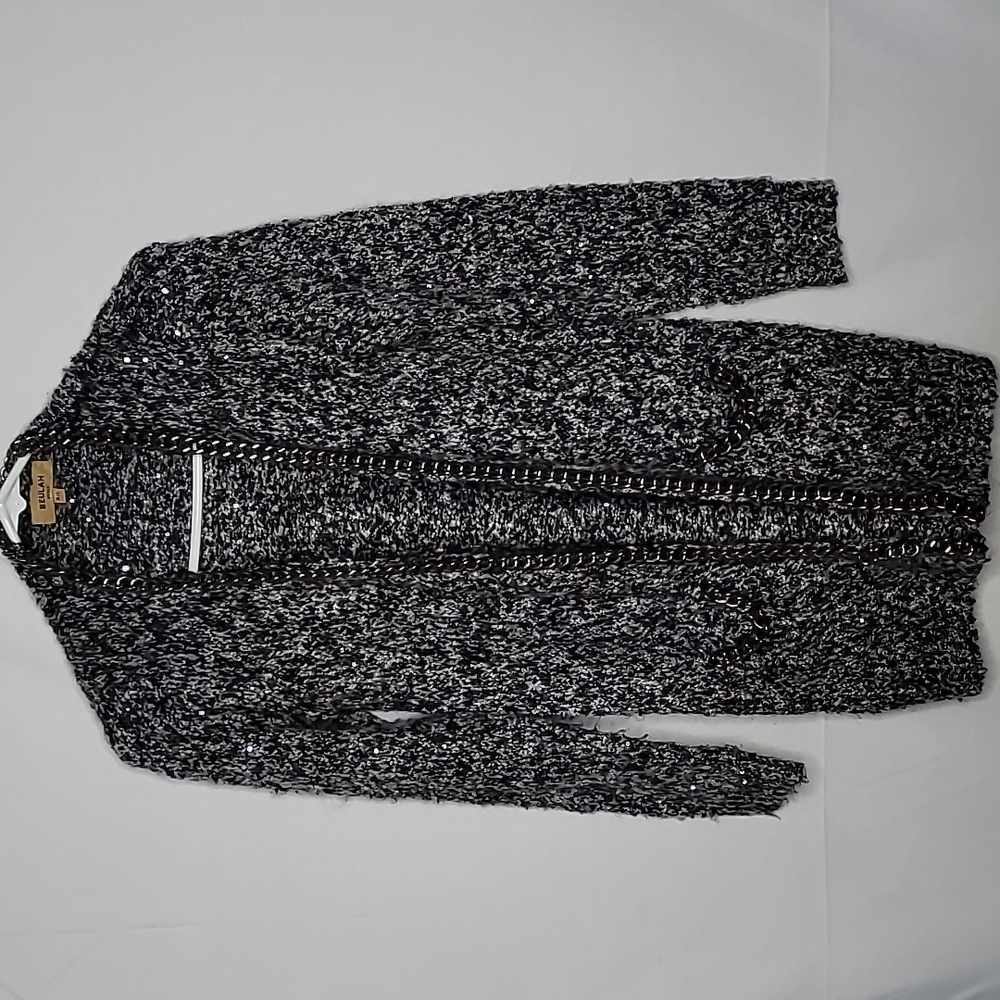 Beulah long knitted chain lined open cardigan warm sz Med / Lg